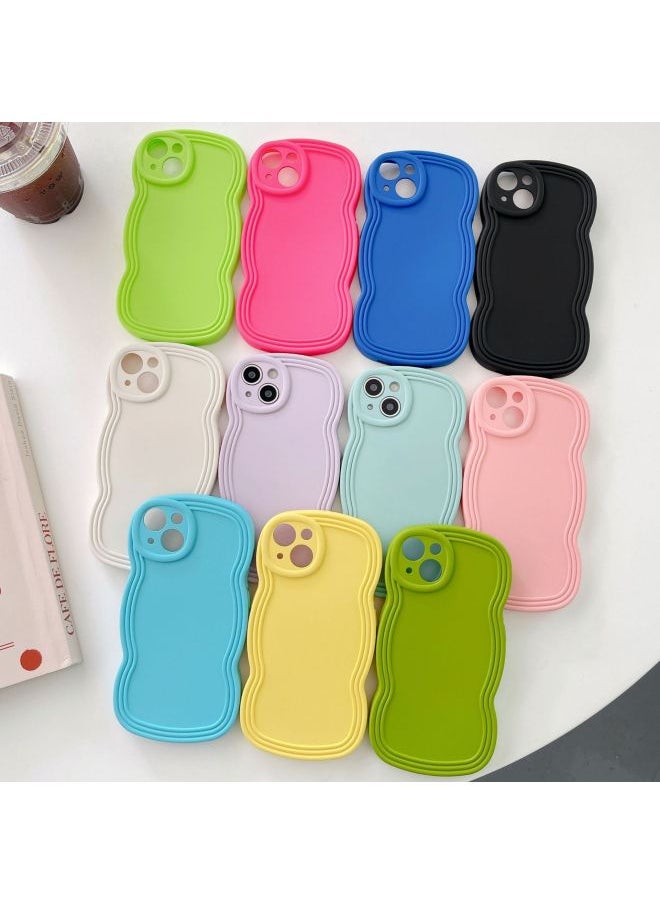 Generic - Ins Niche Wind Wave Edge IPhone16/15Pro Max Apple 14/13 Mobile Phone Case Soft Case-Color:KD Oil Injection Wavy Edge Yellow-Applicable Model:xr (without Packaging) - Image 1