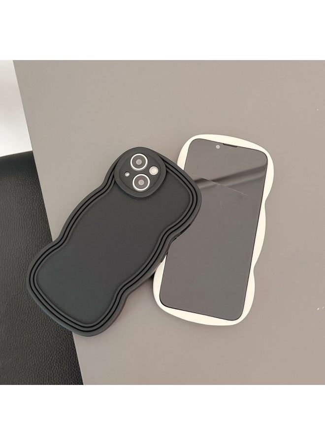 Generic - Ins Niche Wind Wave Edge IPhone16/15Pro Max Apple 14/13 Mobile Phone Case Soft Case-Color:KD Oil Injection Wavy Edge Yellow-Applicable Model:xr (without Packaging) - Image 1