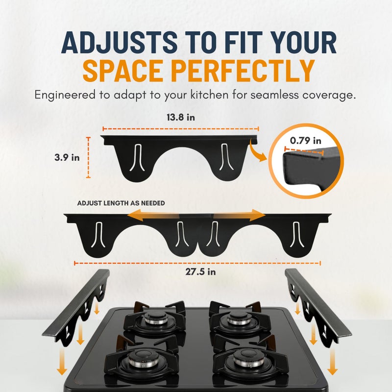 Linda's Essentials Lindaâ€™s Essentials Stainless Steel Stove Gap Covers (2 Pack) Adjustable Length 13.8" to 27.5" Stove Gap Covers Stainless Steel, Steel Adjustable Stove Gap Covers, Counter, Oven & Stove Gap Filler - Image 2