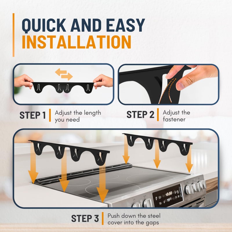 Linda's Essentials Lindaâ€™s Essentials Stainless Steel Stove Gap Covers (2 Pack) Adjustable Length 13.8" to 27.5" Stove Gap Covers Stainless Steel, Steel Adjustable Stove Gap Covers, Counter, Oven & Stove Gap Filler - Image 3