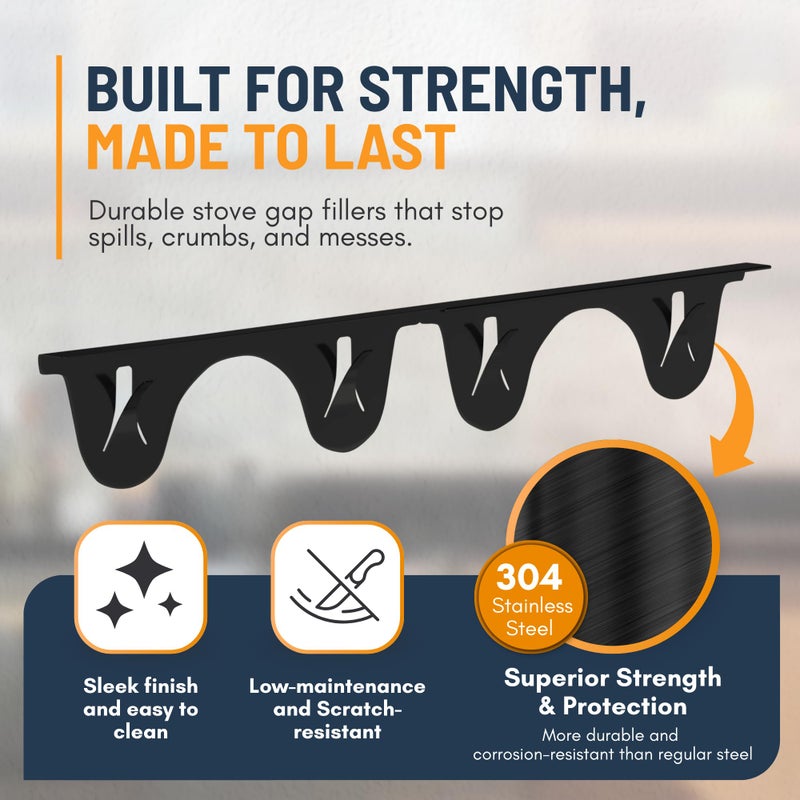 Linda's Essentials Lindaâ€™s Essentials Stainless Steel Stove Gap Covers (2 Pack) Adjustable Length 13.8" to 27.5" Stove Gap Covers Stainless Steel, Steel Adjustable Stove Gap Covers, Counter, Oven & Stove Gap Filler - Image 5
