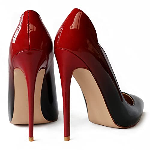COLETER High Heels for Women, 4.72 inch/12cm Pointed Toe Dress Shoes Stiletto Heels Evening Party Pumps Red Black 6.5 US - Image 3