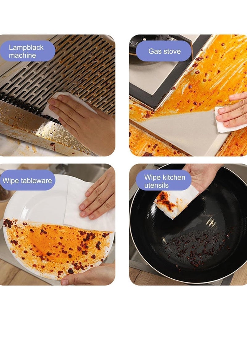مناديل دهون مطبخ مبللة للاستعمال مرة واحدة 80 منديل- مناديل مطعم قوية لإزالة الشحوم والبقع الغذائية وتنظيف الطاولات الزجاجية المبللة - Image 4