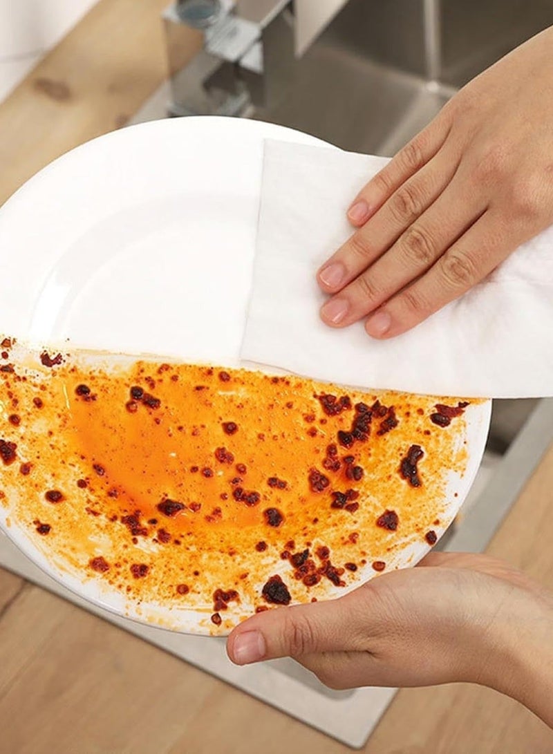 مناديل دهون مطبخ مبللة للاستعمال مرة واحدة 80 منديل- مناديل مطعم قوية لإزالة الشحوم والبقع الغذائية وتنظيف الطاولات الزجاجية المبللة - Image 5