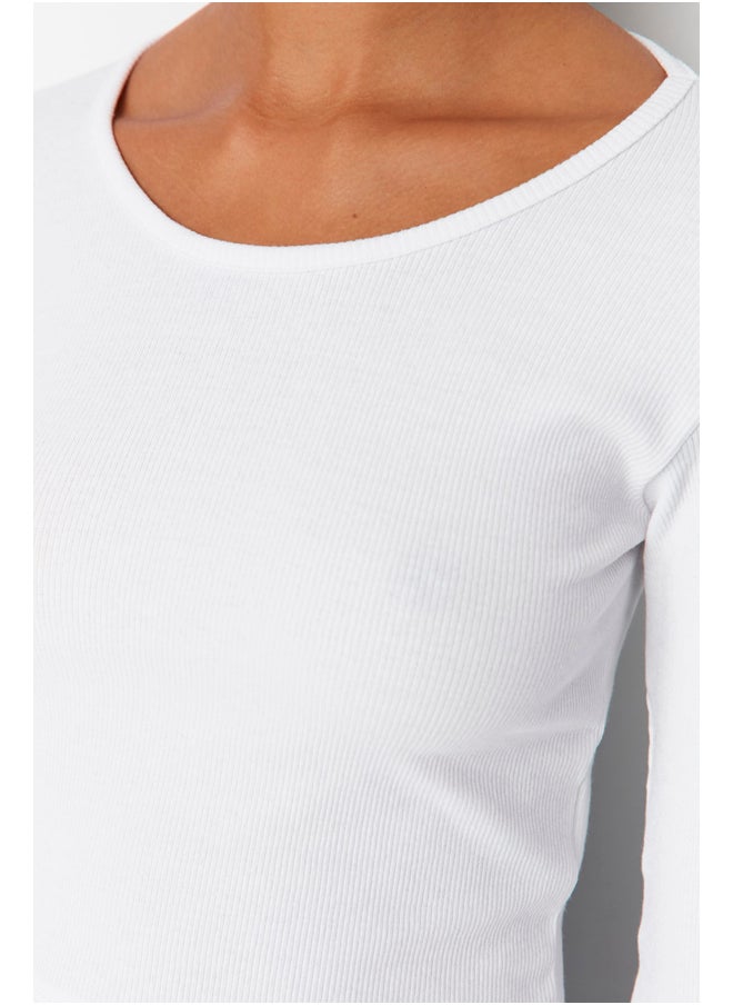 trendyol - Black and White 2-Pack Fitted Wide Collar Corduroy Stretchy Crop Knitted Blouse TWOAW22BZ0131 - Image 1