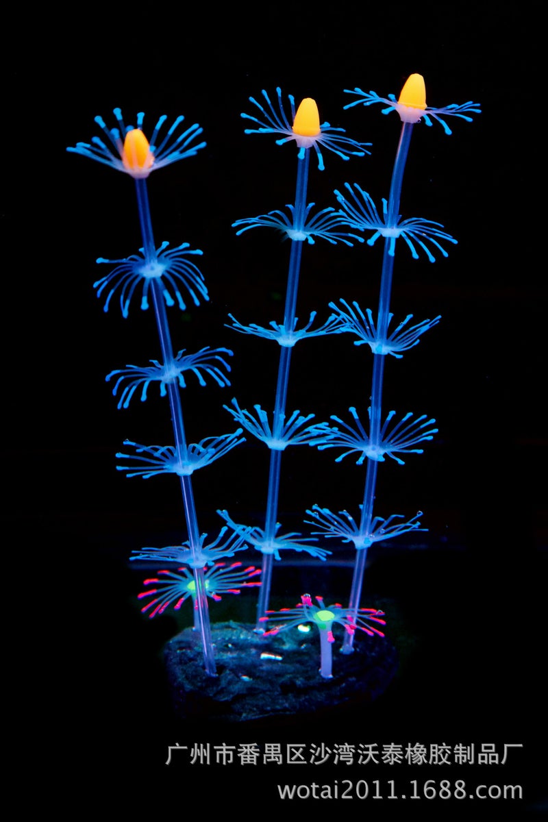 Generic Glowing Silicone Coral Aquarium Decor Blue 
