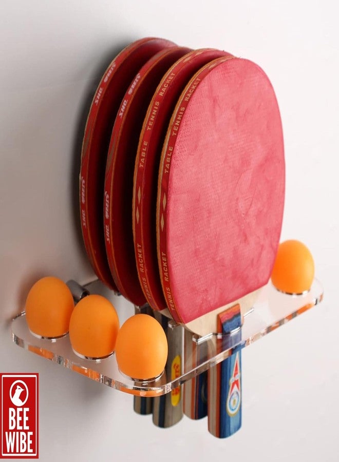 BEEWIBE Wall Mounted Acrylic Table Tennis Bat Rack - TT Racket & Paddle Holder | Table Tennis Racket Display & Storage Stand | Ping Pong Ball Holder (Includes Hardware) - Image 4