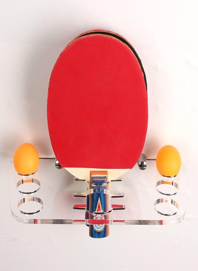 BEEWIBE Wall Mounted Acrylic Table Tennis Bat Rack - TT Racket & Paddle Holder | Table Tennis Racket Display & Storage Stand | Ping Pong Ball Holder (Includes Hardware) - Image 1