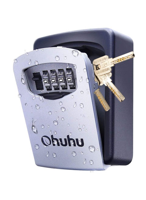 Ohuhu Key Lock Box Storage Wall Mount 4Digit Combination Key Safe Lock Box for Outside House Car Keys Resettable Code Weatherproof Indoor Outdoor with Mounting Kit Ideal for Home