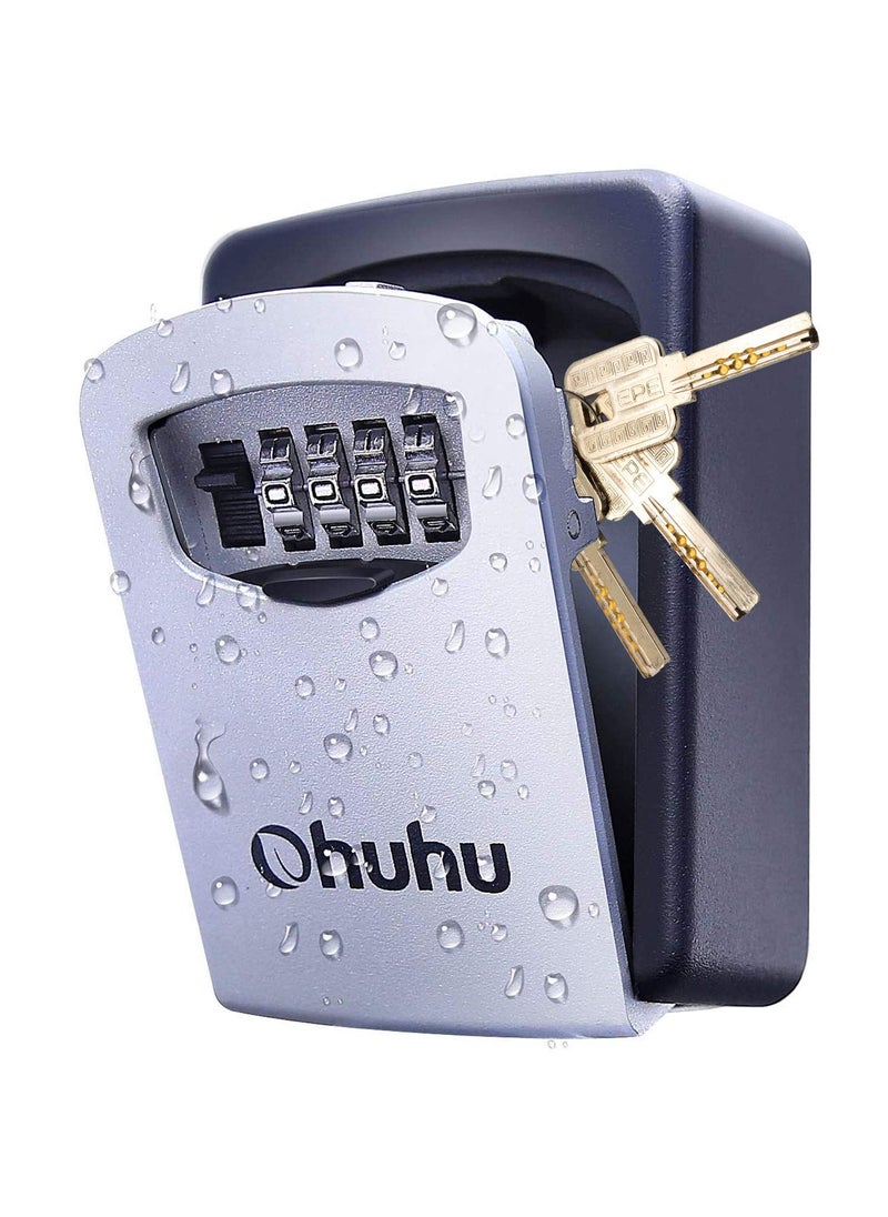 Ohuhu - Ohuhu Key Lock Box Storage Wall Mount 4Digit Combination Key Safe Lock Box for Outside House Car Keys Resettable Code Weatherproof Indoor Outdoor with Mounting Kit Ideal for Home - Image 1