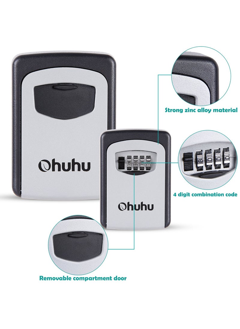 Ohuhu - Ohuhu Key Lock Box Storage Wall Mount 4Digit Combination Key Safe Lock Box for Outside House Car Keys Resettable Code Weatherproof Indoor Outdoor with Mounting Kit Ideal for Home - Image 1