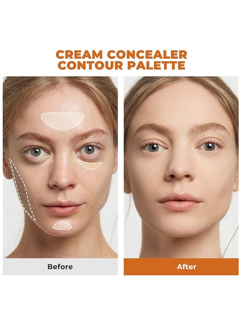 Tri-Color Concealer Palette of Covers Acne Marks Dark Circles, Colour Correcting Makeup Palette, 3 Colors Concealer Contour Palette Full Coverage Concealer with Brush