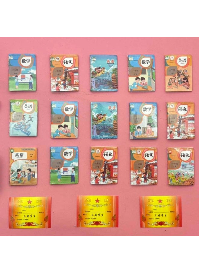 Generic - Mini Miniature Textbook Simulation Three-dimensional Primary School Textbook Upper And Lower Volumes Mini Small Schoolbag Accessories Props Book Certificate Of Merit-Specifications:Certificate/reading Star + Excellent Cadres + Three Good Students/3 Photos In Total/packaged - Image 1