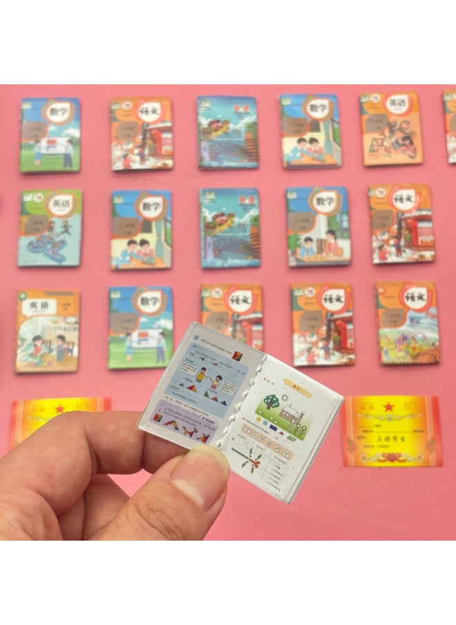 Generic - Mini Miniature Textbook Simulation Three-dimensional Primary School Textbook Upper And Lower Volumes Mini Small Schoolbag Accessories Props Book Certificate Of Merit-Specifications:Certificate/reading Star + Excellent Cadres + Three Good Students/3 Photos In Total/packaged - Image 1
