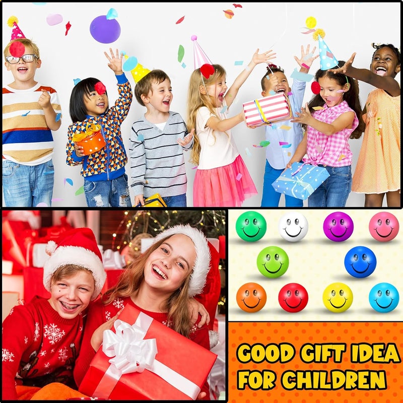 Jerify 100 Pcs Mini Smile Face Stress Balls Bulk 157 Inch Colored Soft Small Foam Funny Stress Relief Balls for Teens Adults Finger Exercise School Carnival Reward Party Bag Gift - Image 2