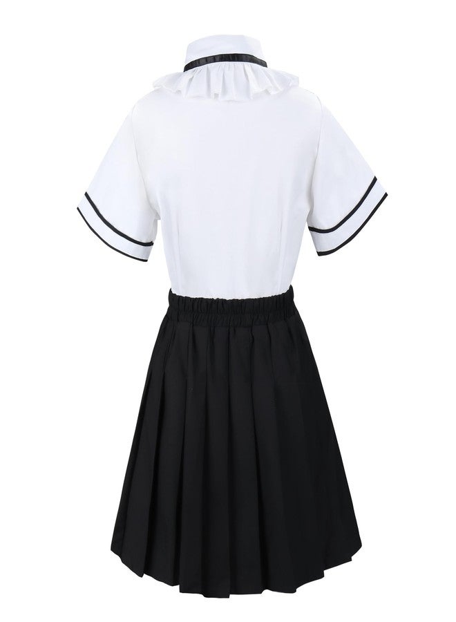 Billion Xin Girls' School Uniform Skirt Set，Girls Bow Tie Shirt Top with Pleated Mini Skirt Suit Costume Cute Student Outfit Set - Image 2