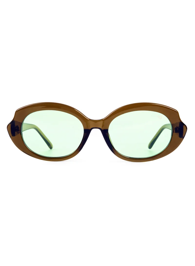 Woggles Designer Green Oval Sunglasses| Men & Women| 100% Uv Protection
