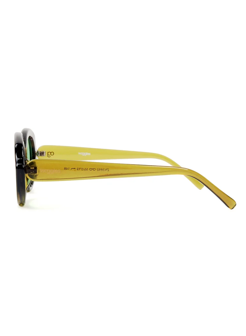 Woggles  Designer Green Oval Sunglasses| Men & Women| 100% Uv Protection  | Best Price UAE