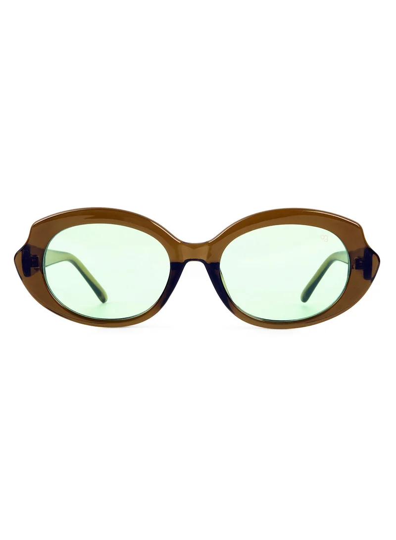 Woggles  Designer Green Oval Sunglasses| Men & Women| 100% Uv Protection  | Best Price UAE