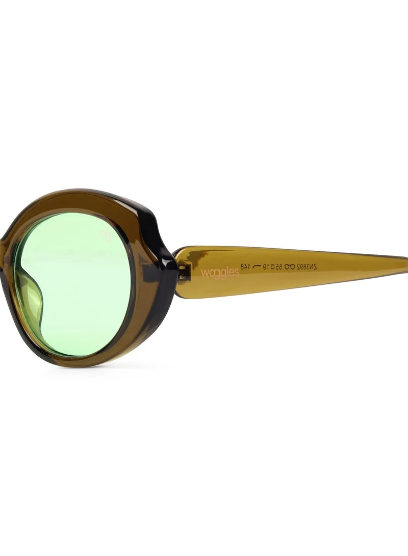 Woggles  Designer Green Oval Sunglasses| Men & Women| 100% Uv Protection  | Best Price UAE