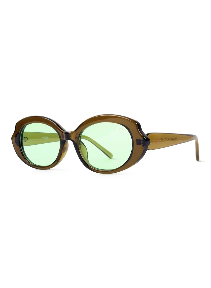 Woggles  Designer Green Oval Sunglasses| Men & Women| 100% Uv Protection  | Best Price UAE