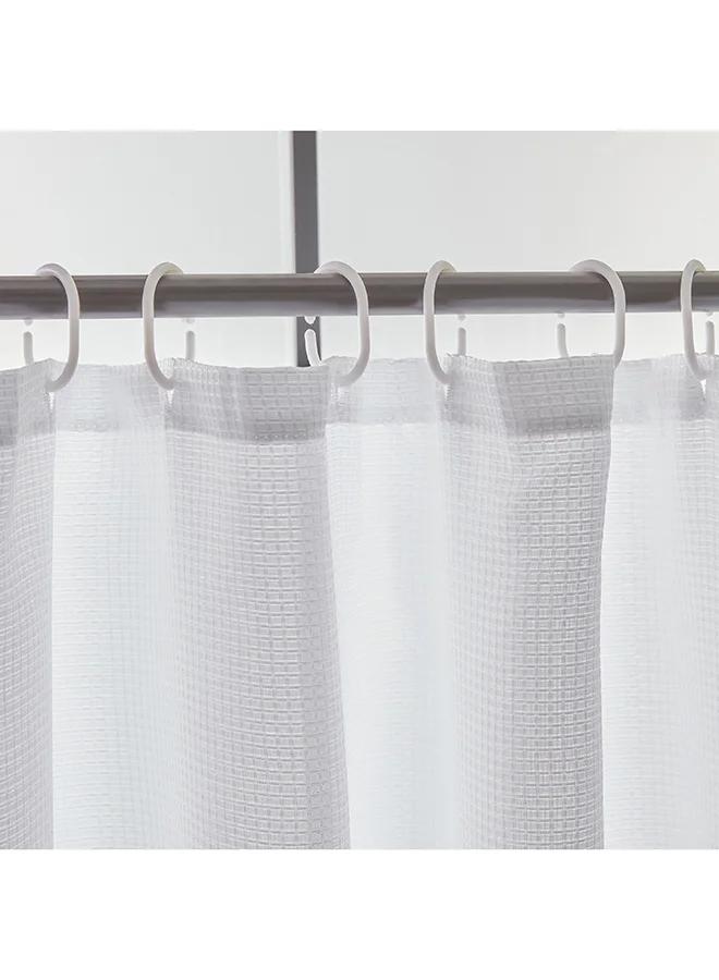 Home Box Royal Solid Jacquard Shower Curtain with 12 Hooks 200 x 180 cm