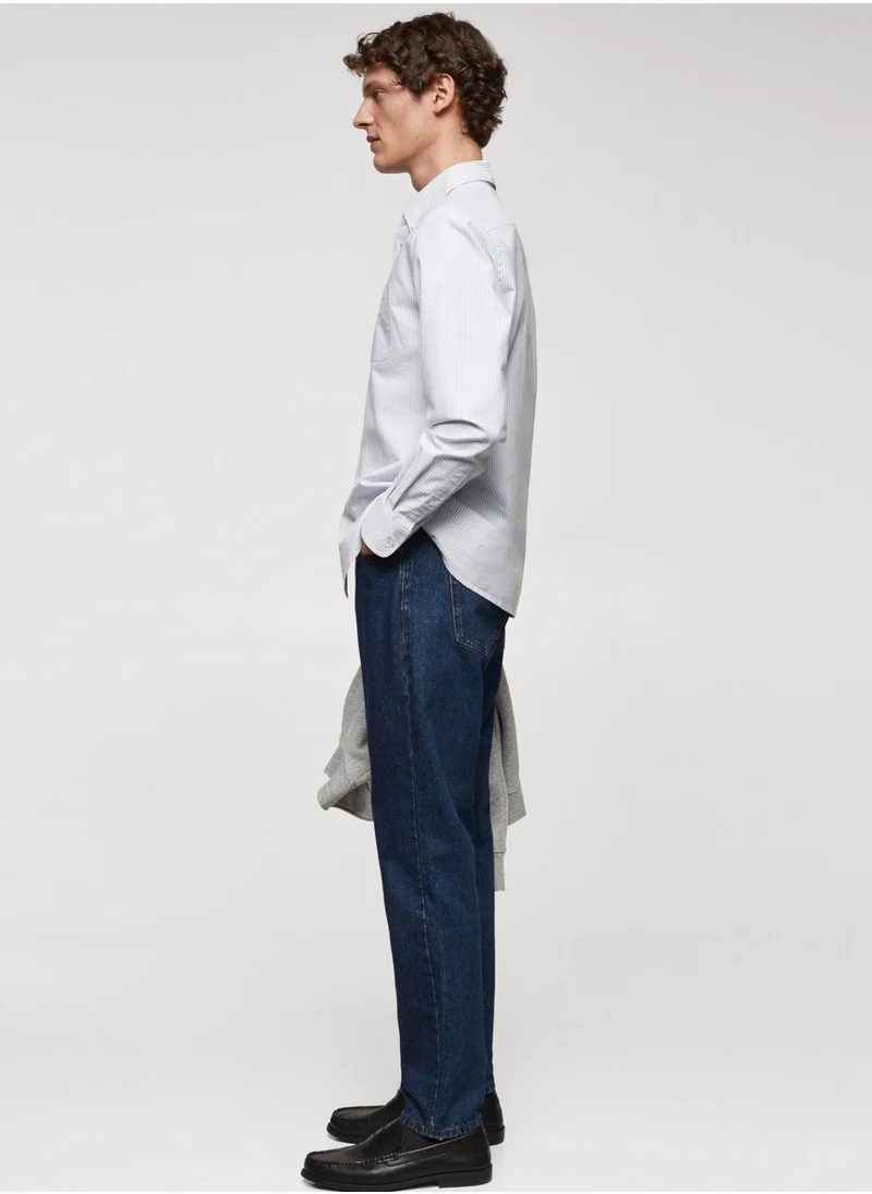 Mango Man Striped Regular Fit Shirt