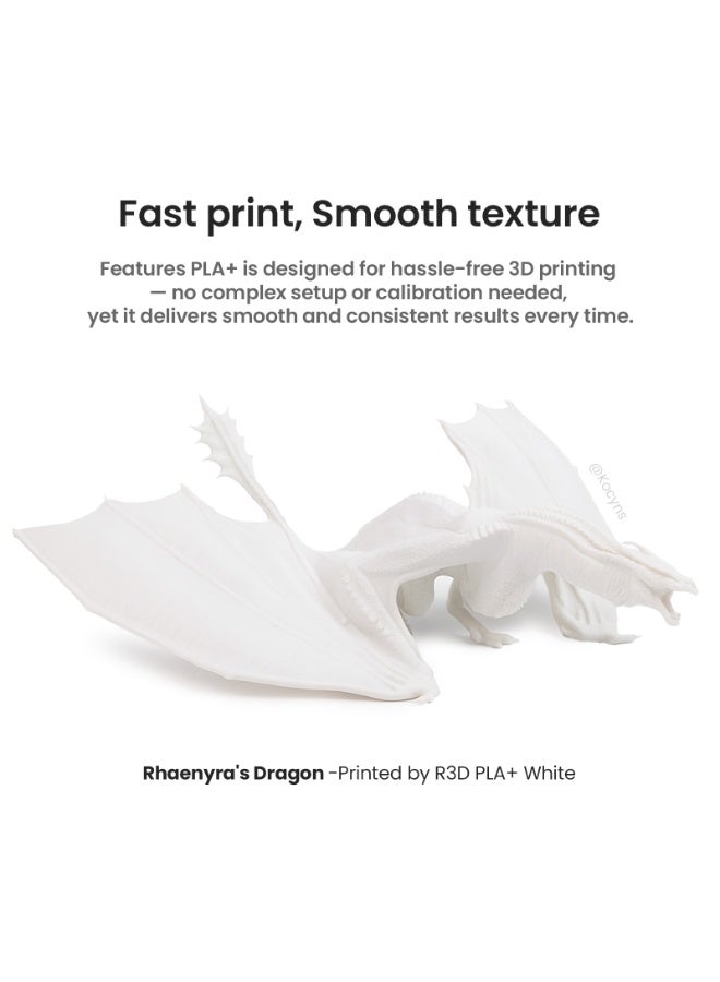 R3D PLA+ 3D Printer Filament White 1.75mm, 0-370 mm/s High-Speed Printing, Dimensional Accuracy +/- 0.02mm, 1KG (2.2lbs) Plastic Spool 3D Printing Filament - Image 5