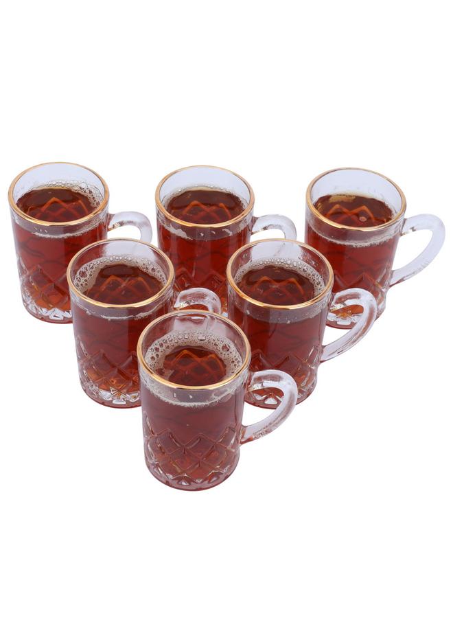 السيف  طقم شاي بخط ذهبي 6 قطع شفاف - Image 2