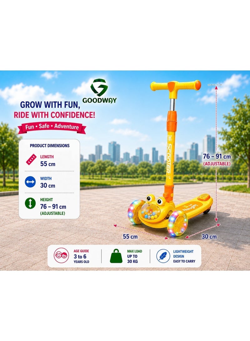 جوود واي Goodway- سكوتر للأطفال مزود بمصابيح LED و4 ارتفاعات قابلة للتعديل - Image 2