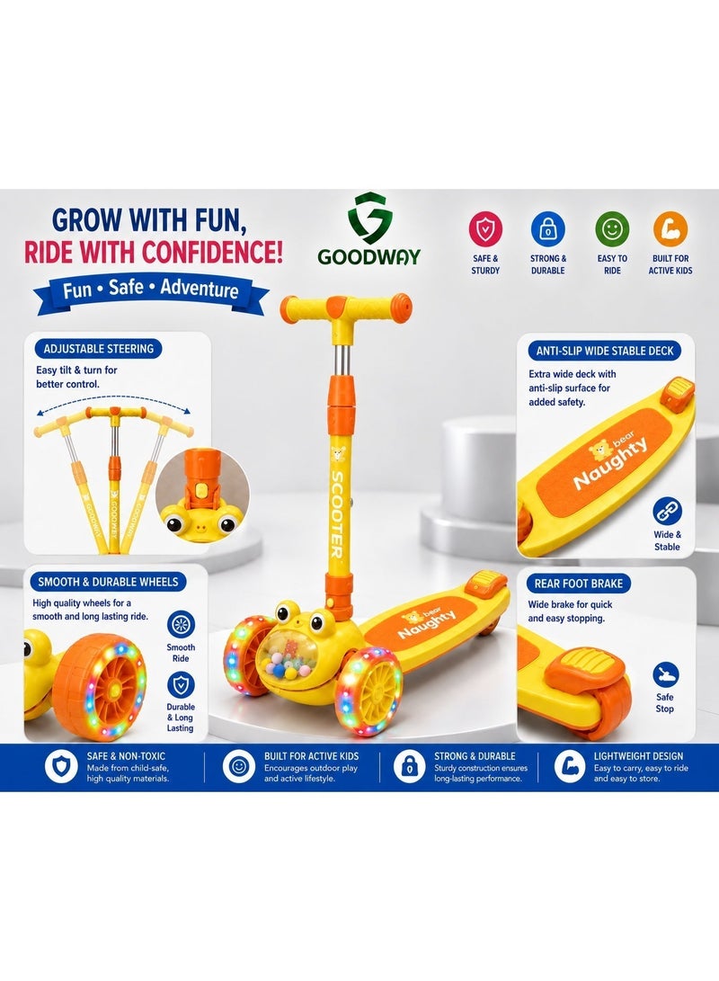 جوود واي Goodway- سكوتر للأطفال مزود بمصابيح LED و4 ارتفاعات قابلة للتعديل - Image 5