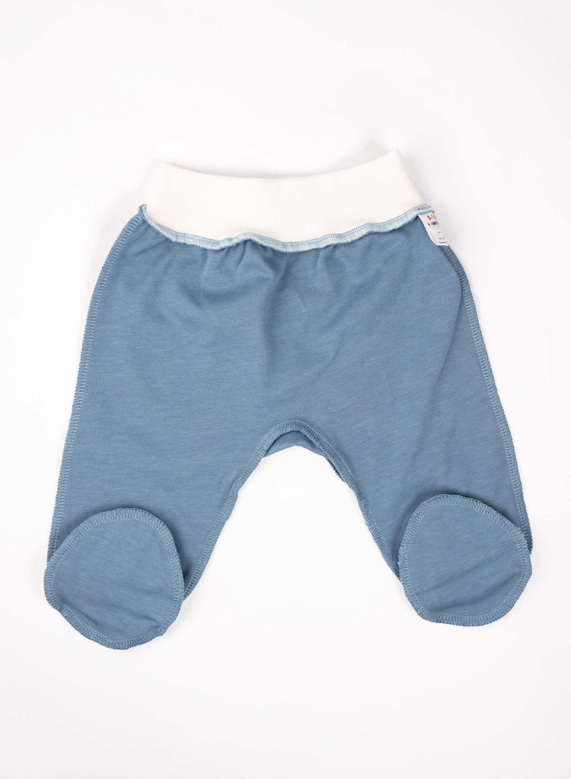 Generic Newborn Baby Pants Blue– Footless Cotton Trousers for Boys & Girls, Soft Waistband, Diaper-Friendly, Hypoallergenic Fabric – Size 56–74  - Image 1