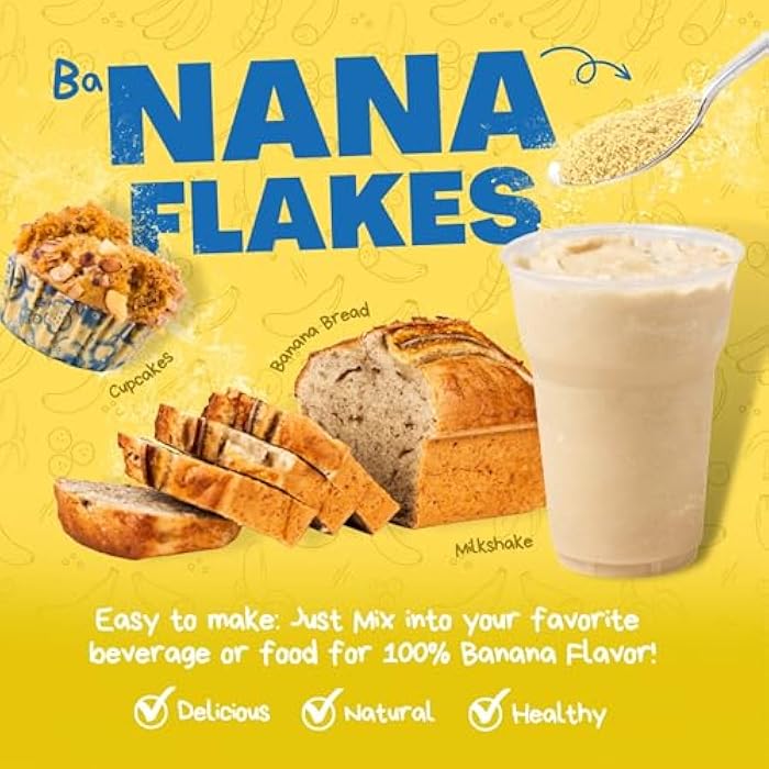 Nutritional Designs Nana Flakes 100% Natural Banana Powder, Digestive Support - Source of Potassium & Fiber - Substitute for Eggs, Butter, or Oil in Baking (2LB Bag) - Image 3