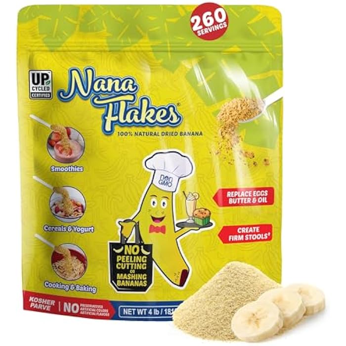 Nutritional Designs Nana Flakes 100% Natural Banana Powder, Digestive Support - Source of Potassium & Fiber - Substitute for Eggs, Butter, or Oil in Baking (2LB Bag) - Image 1