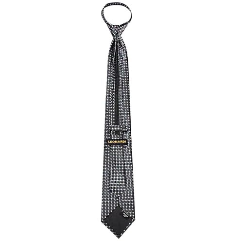 LEONARDI Men’s Formal Zipper tie | Handmade | Microfiber | Standard Size | Premium fabric | Superior Zip | Packaging - Folder | Colour - BLACK (Set of 1) - Image 4