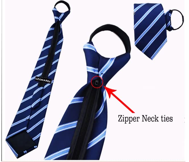 LEONARDI Men’s Formal Zipper tie | Handmade | Microfiber | Standard Size | Premium fabric | Superior Zip | Packaging - Folder | Colour - BLACK (Set of 1) - Image 5