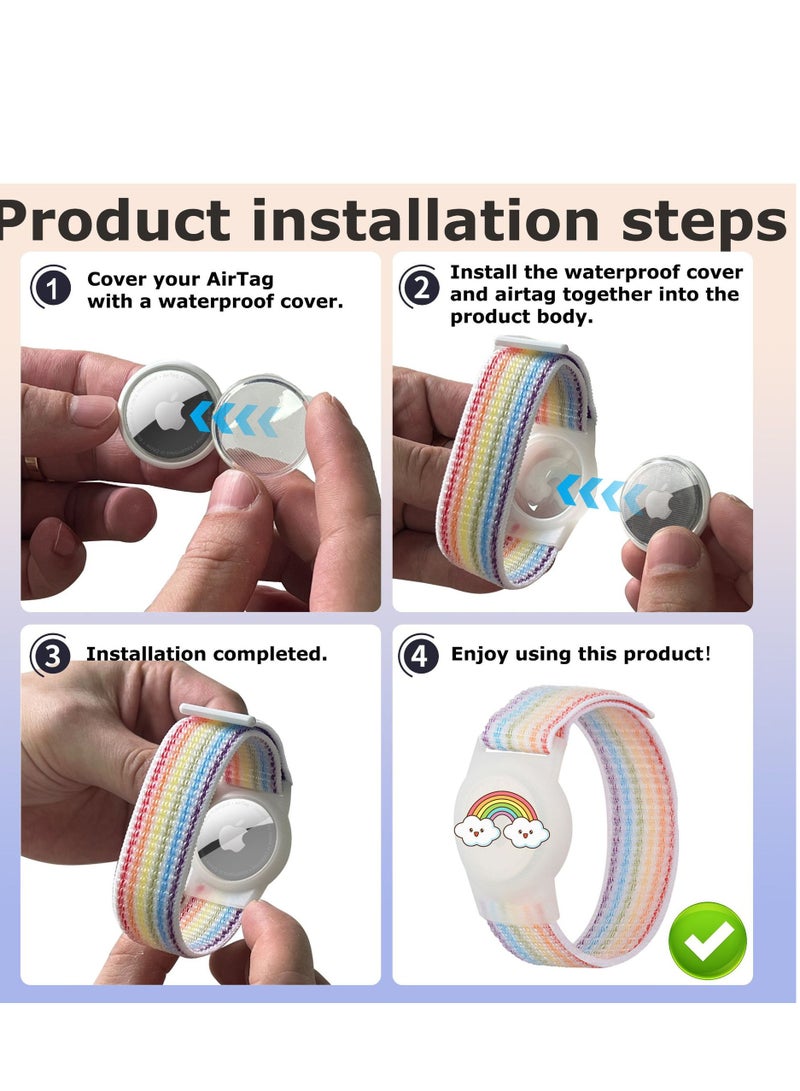 Carton Airtag Bracelet for Kids, Apple Air Tag Protective Cover with Nylon Wristband, Waterproof full cover Airtag Trackers Case Cover Elastic Watch Band for Toddlers Girls Boys Elders - Image 4