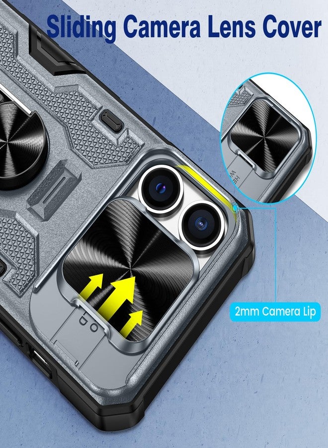 VEGO for iPhone 14 Pro Max Case, Slide Camera Cover & Belt Clip Holster & Magnetic 360°Ring Kickstand Military Grade Heavy Duty Protection Cover for iPhone 14 Pro Max 6.7"- Dark Grey - Image 2