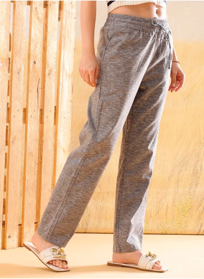 Freehand Women Regular Fit Solid Mid-Rise Elasticated Trousers  - Image 3