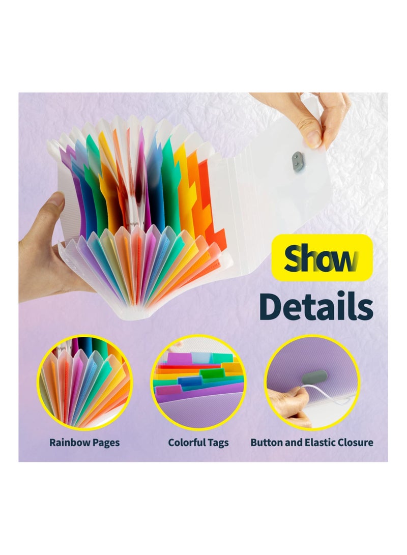 SOLARAE Small Accordion File Organizer - 2 Pack 13 Pockets A6 Mini Expanding File Folders, Portable Hand-Held Accordion File Folder 100% Waterproof Plastic Receipt Organizer for Cards, Coupon, Receipt, Ticket - Image 2