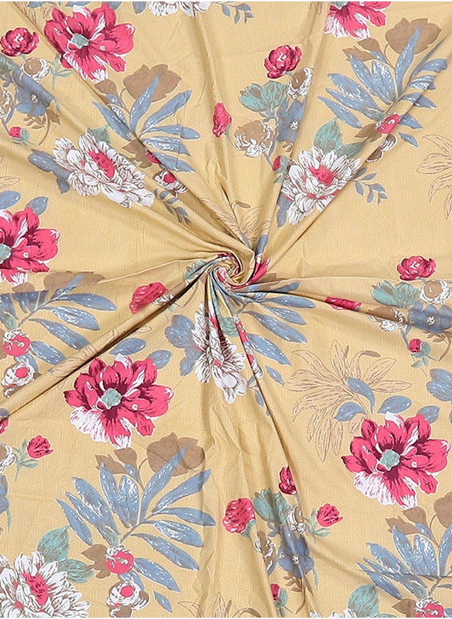 Status Contract Spring Summer Collection-Cotton Rich Double Bedsheet with 2 Pillow Covers for Bed Room, Home, Hotel-120 GSM, Red Rose-Yellow, 210 X 215 Cm  - Image 5