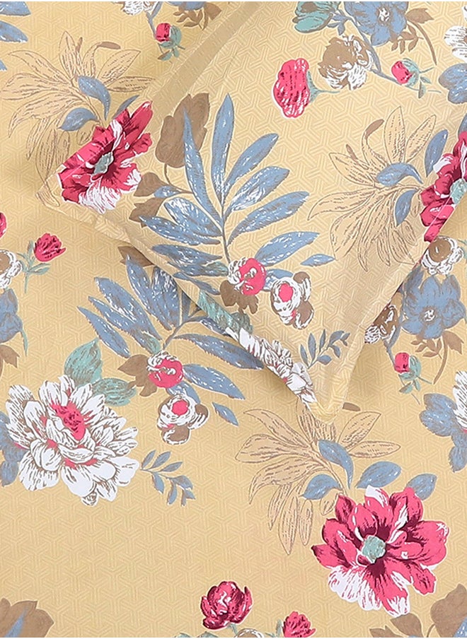 Status Contract Spring Summer Collection-Cotton Rich Double Bedsheet with 2 Pillow Covers for Bed Room, Home, Hotel-120 GSM, Red Rose-Yellow, 210 X 215 Cm  - Image 4