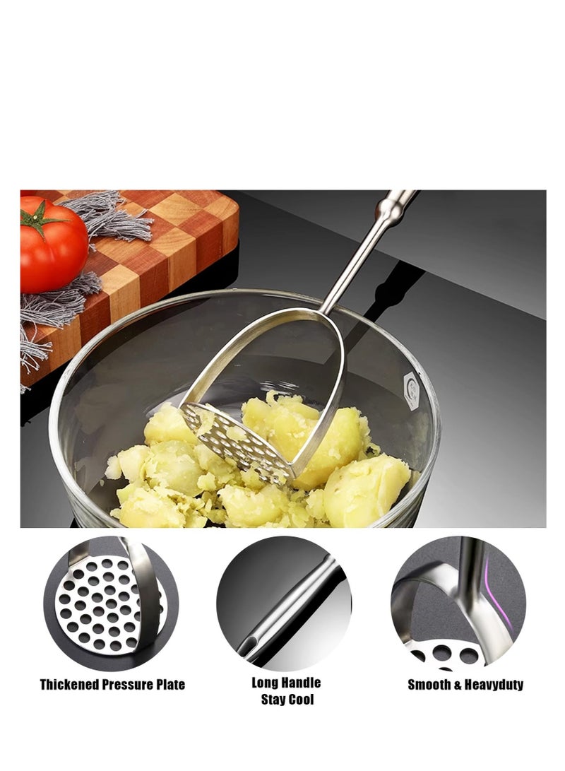 Excefore Heavy Duty Stainless Steel Potato Masher, Professional Integrated Masher Kitchen Tool & Food Masher Potato Smasher, with Long Handle, Perfect for Bean, Vegetable, Fruits, Avocado, Meat - Image 2