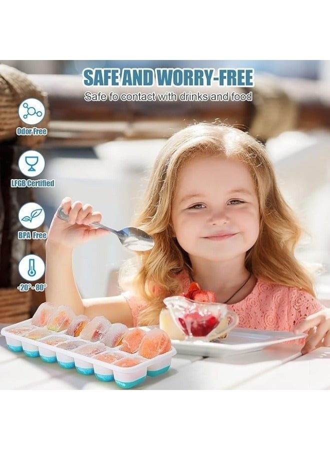 هابي هوم طقم 2 قطعة صواني مكعبات ثلج سيليكون مرنة – كل صينية 21 مكعب ثلج سهل الإزالة، تصميم مقاوم للانسكاب مع غطاء محكم، صواني ثلج قابلة للتكديس للمجمد، متعددة الألوان، مثالية لتجميد الماء والعصائر والمشروبات الباردة للاستخدام اليومي والمنزلي - Image 4