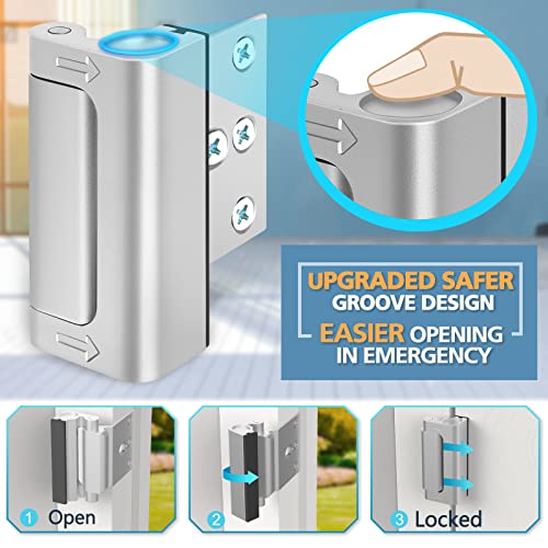 WINONLY Home Security Reinforcement Door Lock - Upgrade Childproof Door Locks for Front Door Kids Safety, Withstand 800 lbs for Inward Swing Doors, Add Extra Door Lock Latches to Defend Your Apartment Safe - Image 2