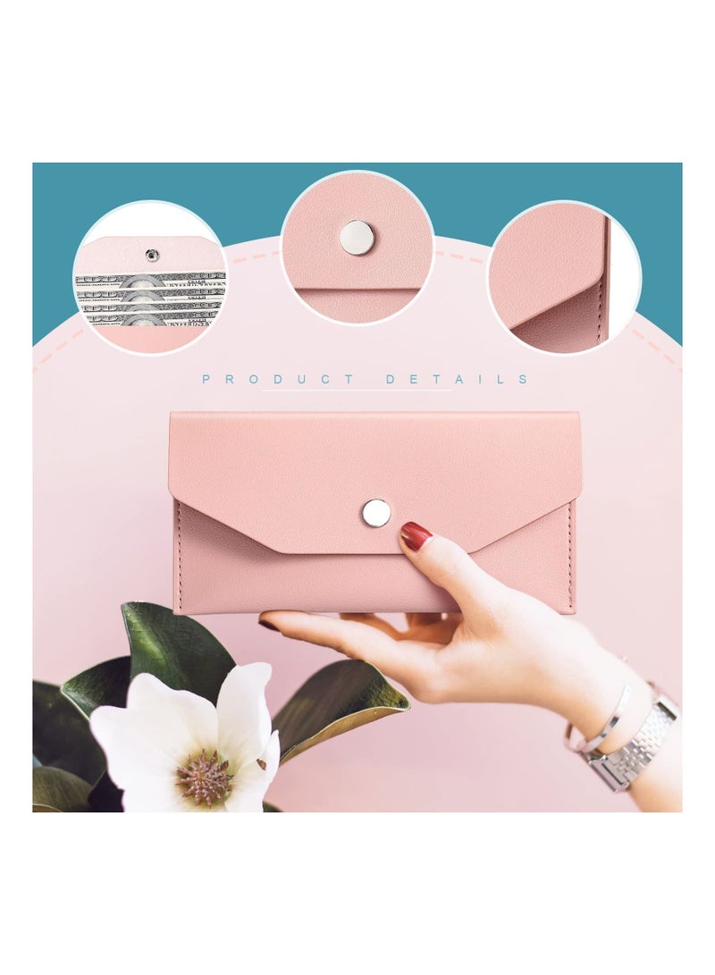 SYOSI 3 Pieces Cash Envelopes Bag PU Leather Cash Money Pouch Cash Wallet Envelope Reusable for Spring Festival Wedding Birthday Graduation Holidays (Blue, White, Pink)  - Image 3