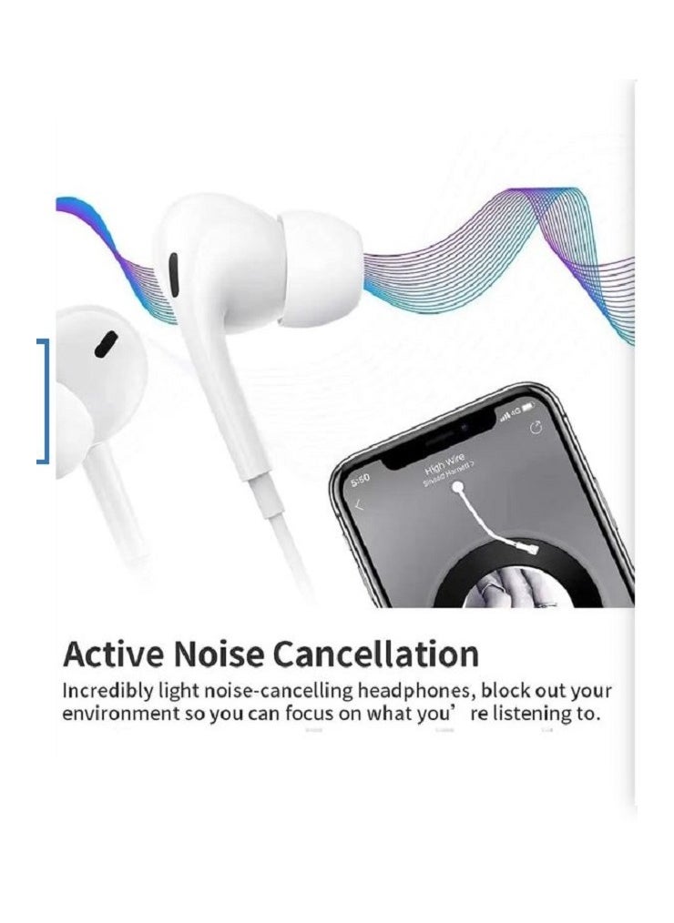 SmarTLink - Wired Stereo Earphones with Lightning Connector & Mic (White)Plug For iPhone with a tangle-resistant cable - Image 1