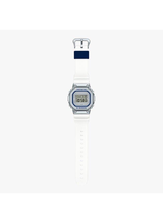 Casio G-Shock GM-5600LC-7DR Men’s Digital Watch, Metal Bezel Square, White Resin Strap with Navy Accents, Shock Resistant, 200m Water Resistance - Image 3