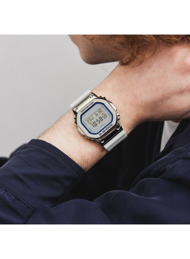 Casio G-Shock GM-5600LC-7DR Men’s Digital Watch, Metal Bezel Square, White Resin Strap with Navy Accents, Shock Resistant, 200m Water Resistance - Image 4