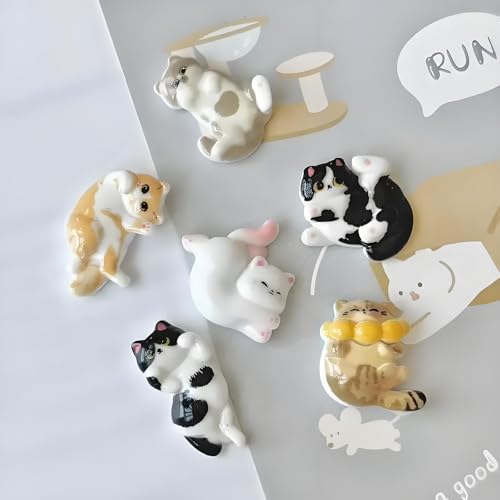 XFSAFDM 6PCS Stylish Fridge Magnets, Cat Themed Decorative Magnets for Refrigerator, Perfect for Kitchen Decor, Office, Gift (Multicolored) - Image 1